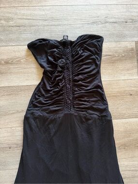 Caribbean Queen Black Strapless Braided-Front Dress